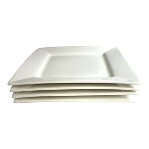 10 Strawberry Street 11.5” Square Dinner Plate Nova White Pattern Set Of 4 Lot